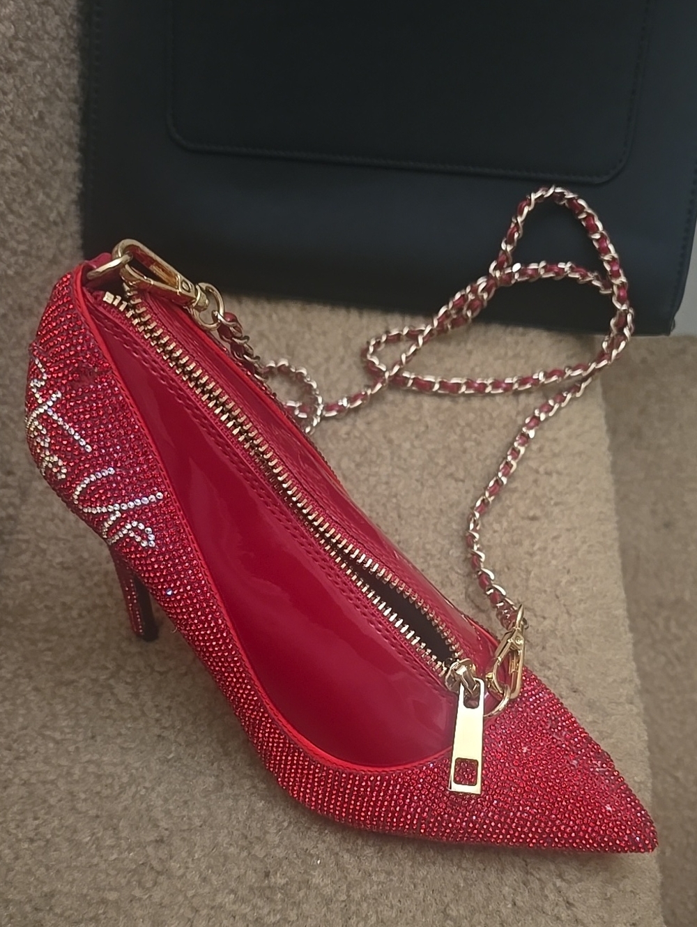ALDO Red Rhinestone Stiletto Crossbody Bag